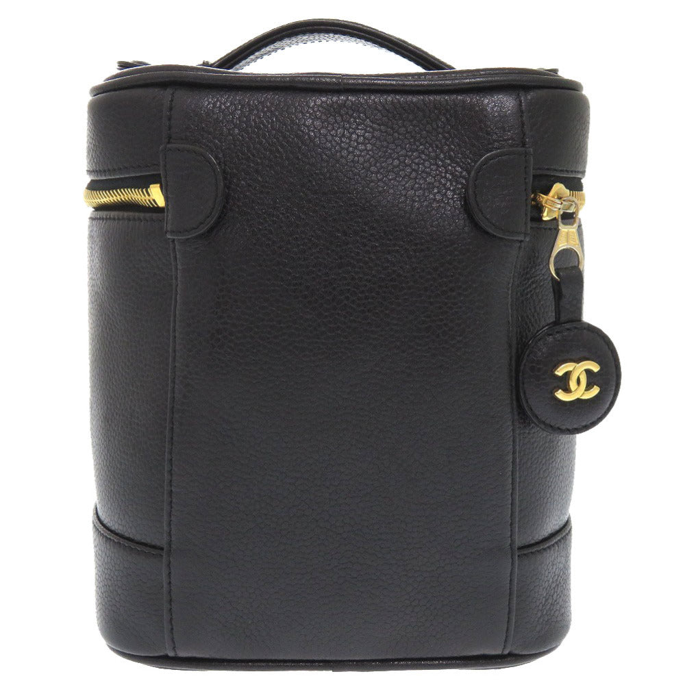 CHANEL Handbag Caviar skin black COCO Mark Vertical vanity bag Women