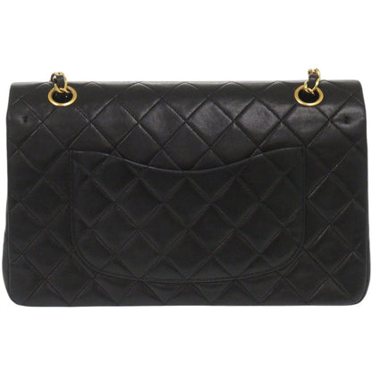 CHANEL Shoulder Bag lambskin black Matelasse 25 double flap COCO Mark