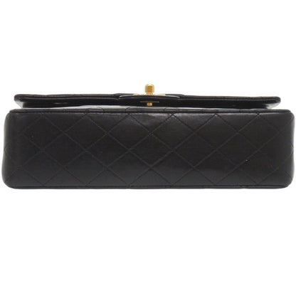 CHANEL Shoulder Bag lambskin black Matelasse 25 double flap COCO Mark