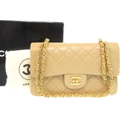 CHANEL Shoulder Bag A01113 lambskin beige Matelasse 23 Double Flap COCO Mark Women