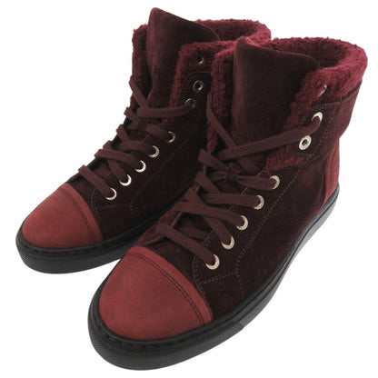 CHANEL sneakers G31058 Tweed, suede, embossed carthskin Bordeaux CC Mark COCO Mark 15A High Cut Suede Calfskin 9.4" 8 Hole Women 37