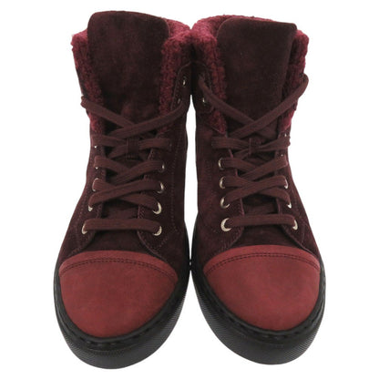 CHANEL sneakers G31058 Tweed, suede, embossed carthskin Bordeaux CC Mark COCO Mark 15A High Cut Suede Calfskin 9.4" 8 Hole Women 37