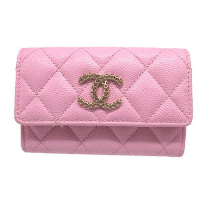 CHANEL Card Case AP3187 Caviar skin pink COCO Mark Matrasse Women