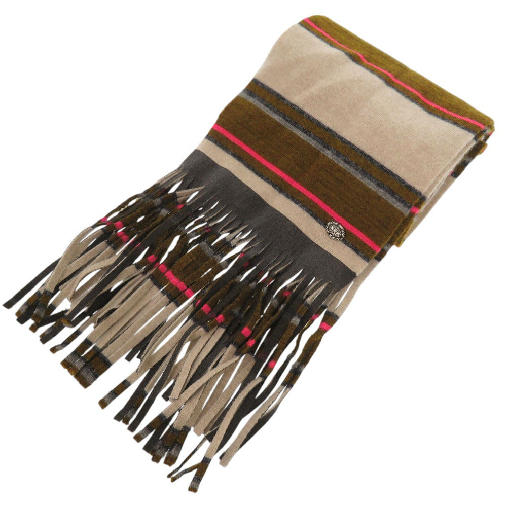 CHANEL Scarf cashmere multicolor Embellished striped cashmere scarf Women
