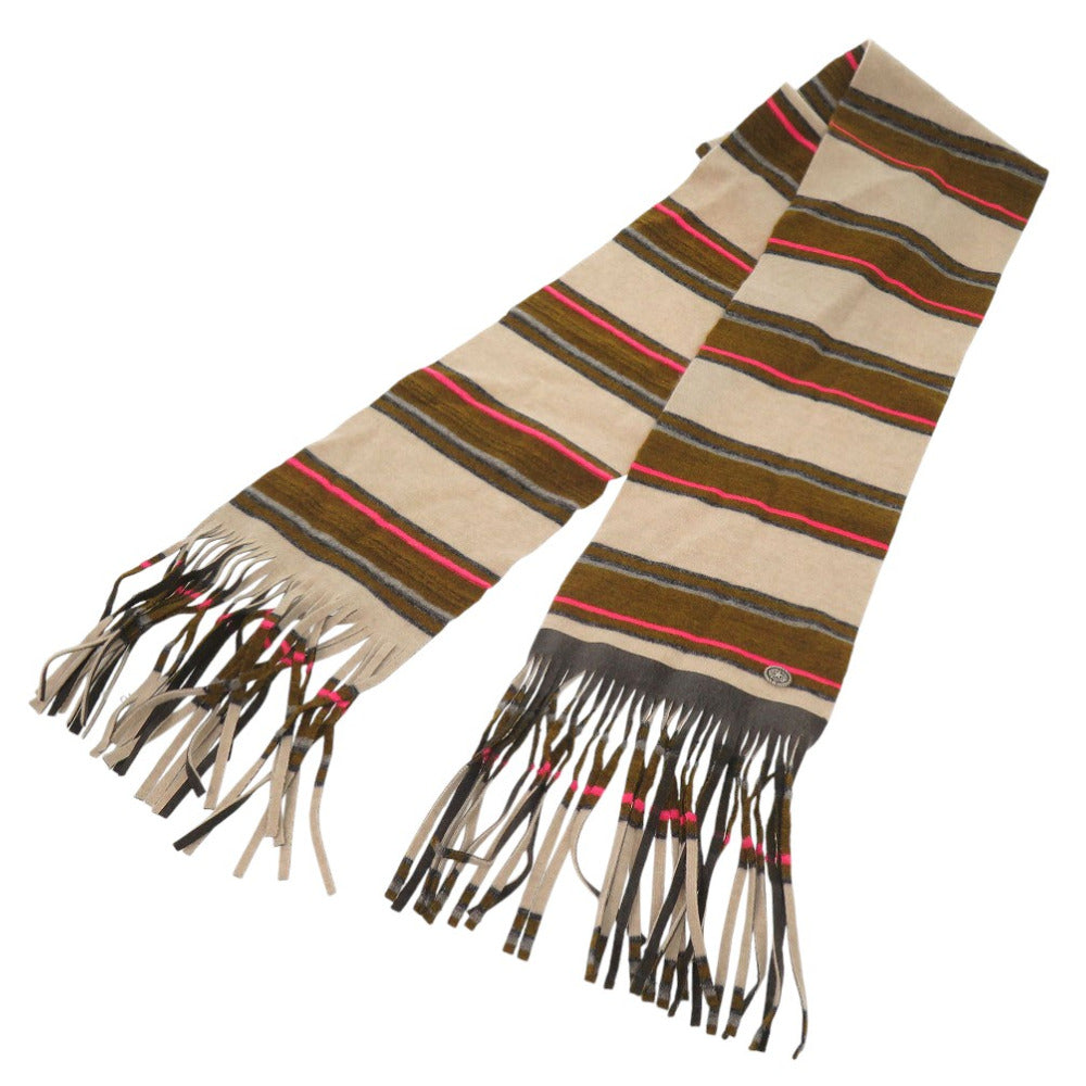 CHANEL Scarf cashmere multicolor Embellished striped cashmere scarf Women