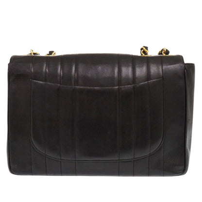CHANEL Shoulder Bag lambskin black Mademoiselle Deca Matelasse COCO Mark