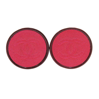 CHANEL Earring leather pink COCO Mark COCO Button