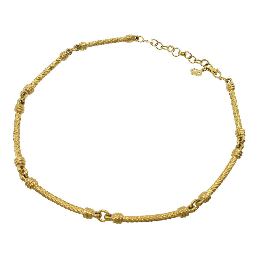 Christian Dior Necklace metal gold Vintage Choker Rope Women