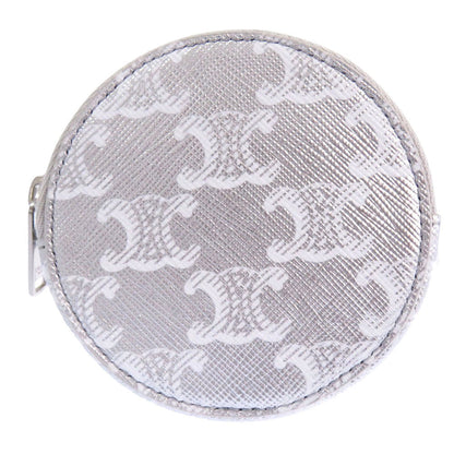 CELINE Coin case S-SD-4202 leather Silver Triomphe Women