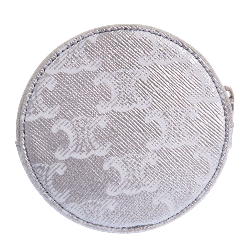 CELINE Coin case S-SD-4202 leather Silver Triomphe Women