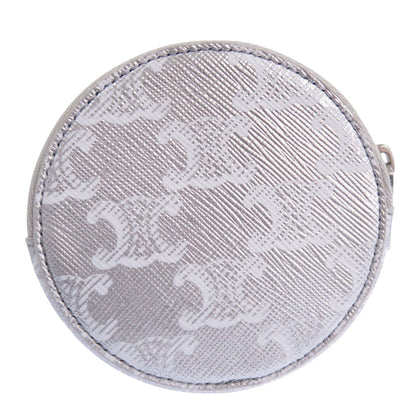 CELINE Coin case S-SD-4202 leather Silver Triomphe Women