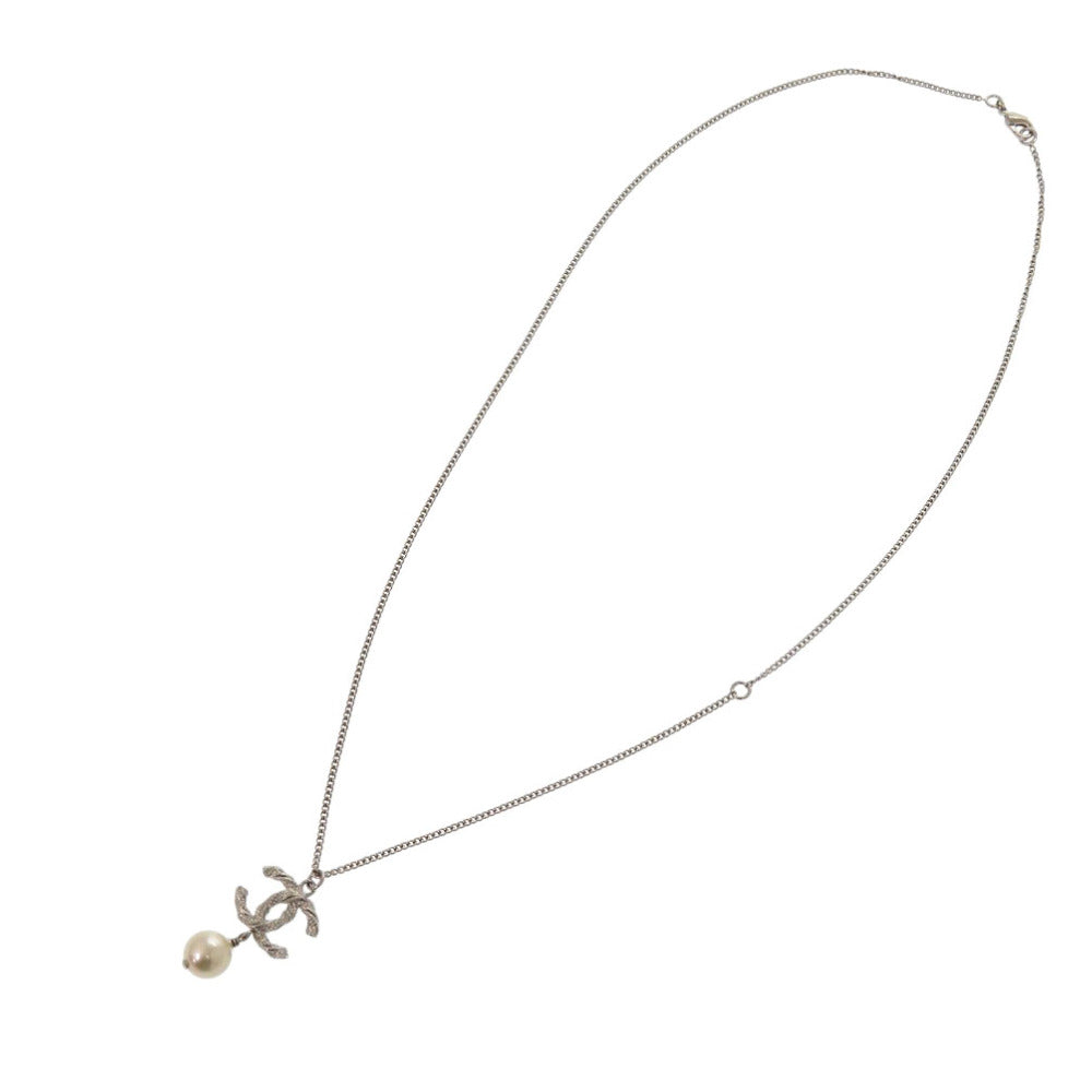 CHANEL Necklace B15V Metal, Faux Pearl Silver COCO Mark Women