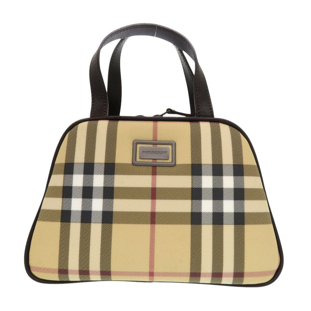 BURBERRY Handbag PVC coated canvas, leather beige Nova Check Women