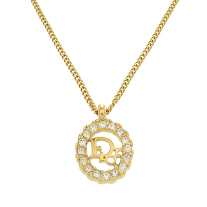 Christian Dior Necklace Stone gold logo vintage Women