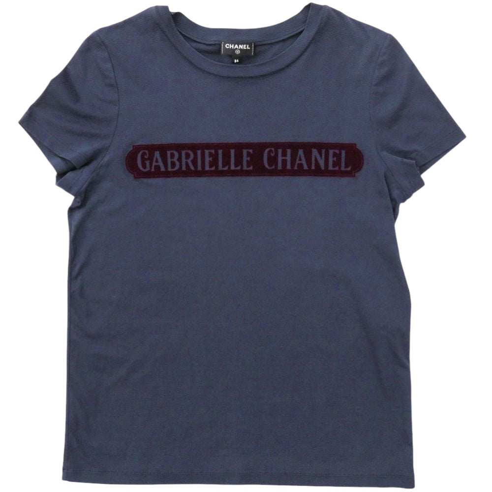CHANEL Short sleeve T-shirt P57359K07506 cotton Navy Gabriel Women 34