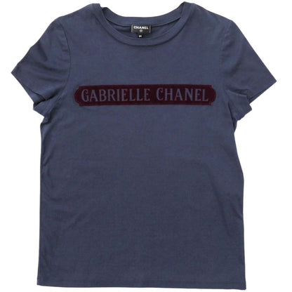 CHANEL Short sleeve T-shirt P57359K07506 cotton Navy Gabriel Women 34