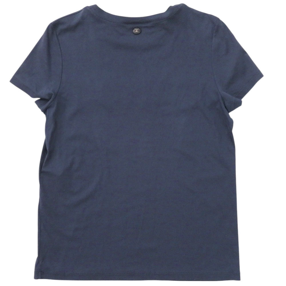 CHANEL Short sleeve T-shirt P57359K07506 cotton Navy Gabriel Women 34