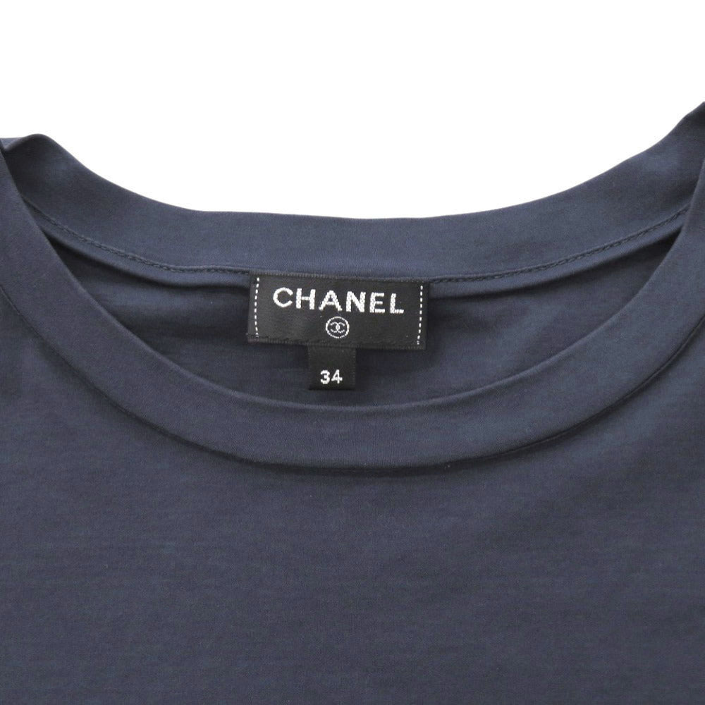 CHANEL Short sleeve T-shirt P57359K07506 cotton Navy Gabriel Women 34