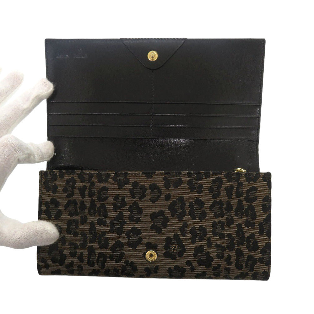 FENDI Long Wallet Purse 8M0000 Canvas, Leather beige Leopard Leopard Pattern Women