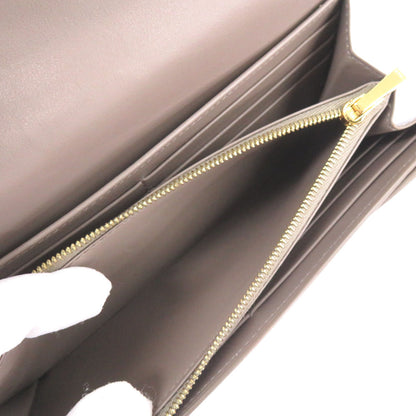 CELINE Long Wallet Purse leather gray Large flap wallet Women