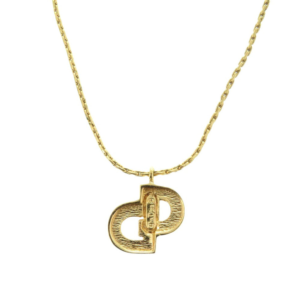 Christian Dior Necklace Rhinestones, Gold Plated gold logo rhinestone Women