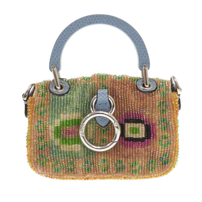 FENDI Shoulder Bag 7AS136 leather blue Nano baguette Women