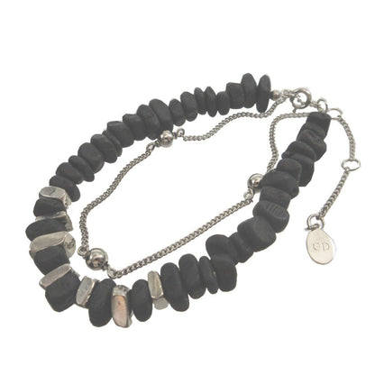 DIOR HOMME bracelet metal black Beads Stone Motif Double Row unisex(Unisex)
