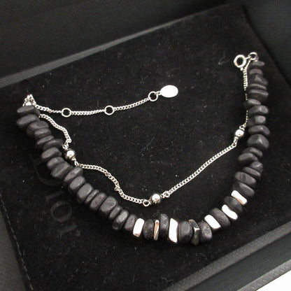 DIOR HOMME bracelet metal black Beads Stone Motif Double Row unisex(Unisex)