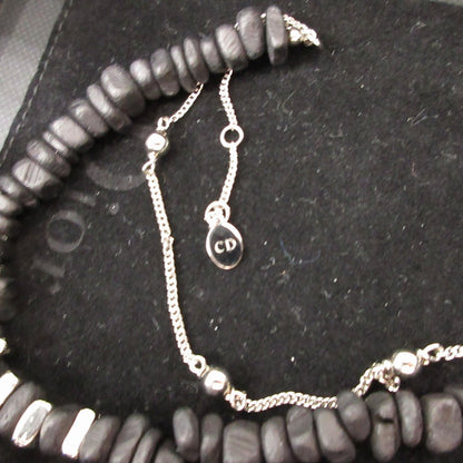 DIOR HOMME bracelet metal black Beads Stone Motif Double Row unisex(Unisex)