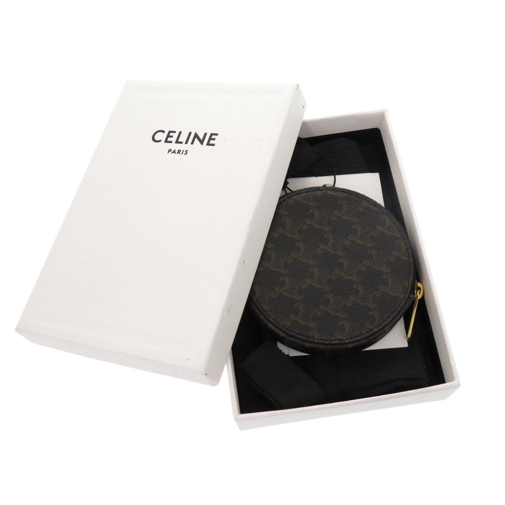 CELINE Coin case U-SD-5202 leather Brown Triomphe Women