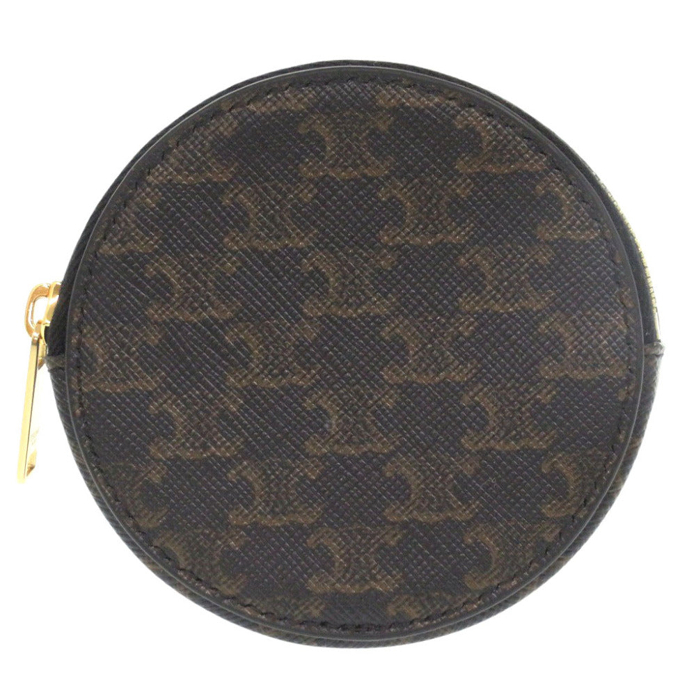 CELINE Coin case U-SD-5202 leather Brown Triomphe Women