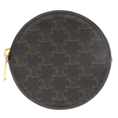 CELINE Coin case U-SD-5202 leather Brown Triomphe Women