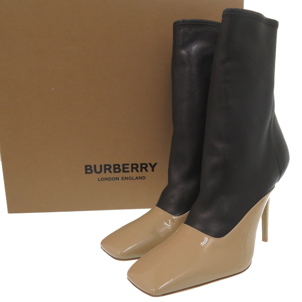 BURBERRY boots patent leather , leather beige Short boots high heels Women 40