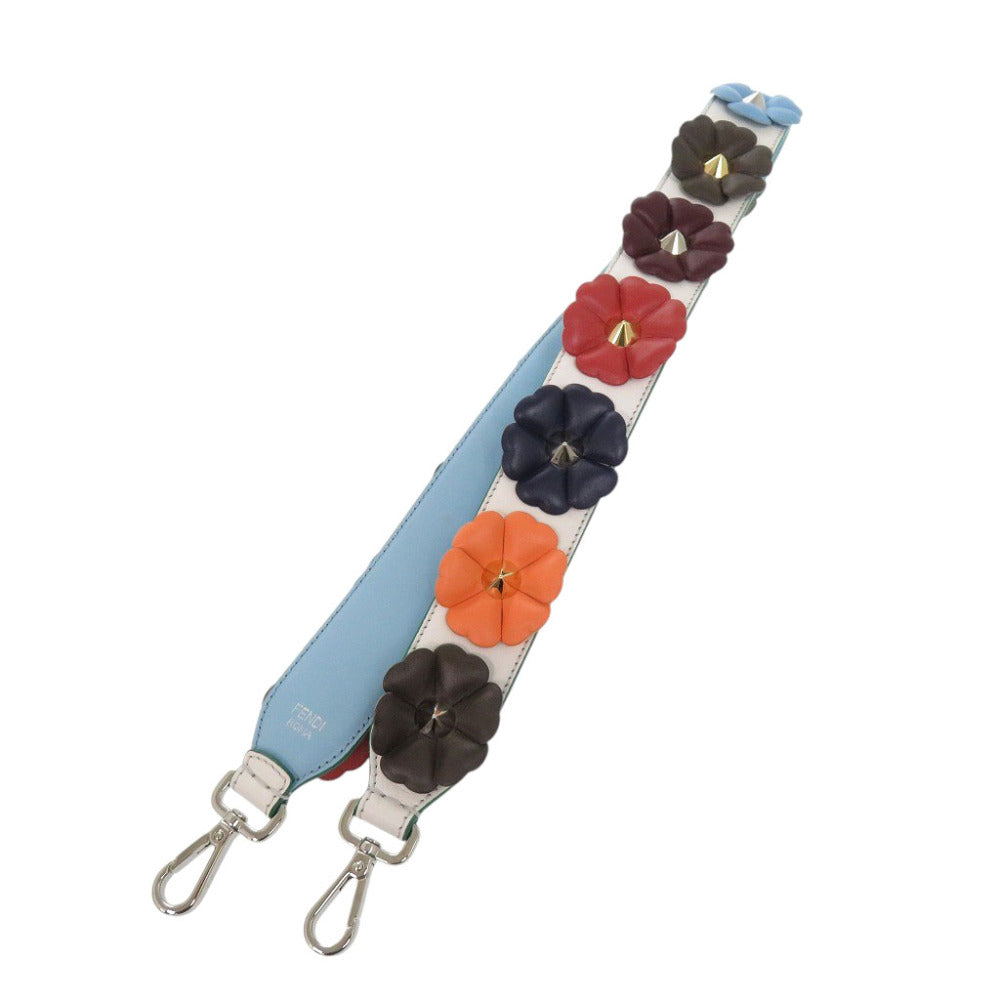 FENDI Shoulder strap Leather, Gold Plated white Women