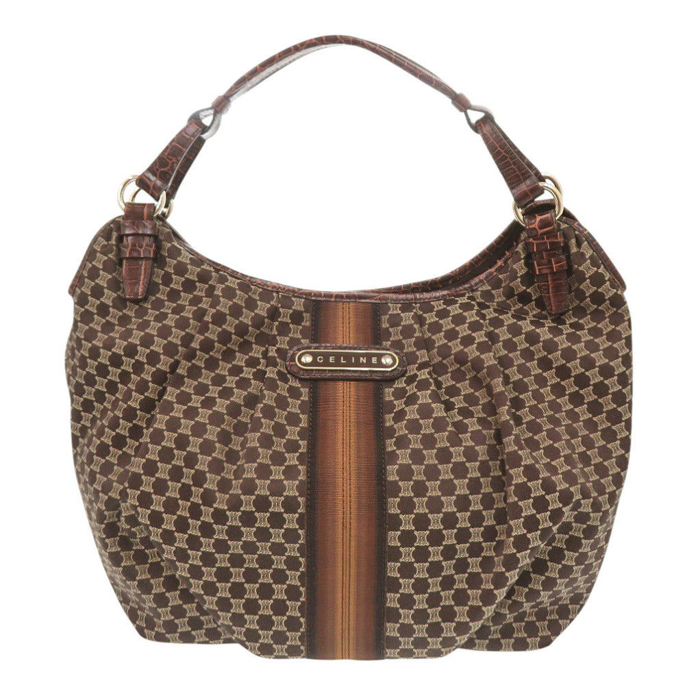 CELINE Handbag Canvas, Leather Brown one belt Macadam Women