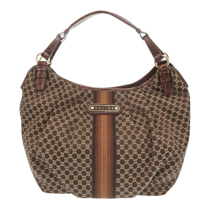 CELINE Handbag Canvas, Leather Brown one belt Macadam Women