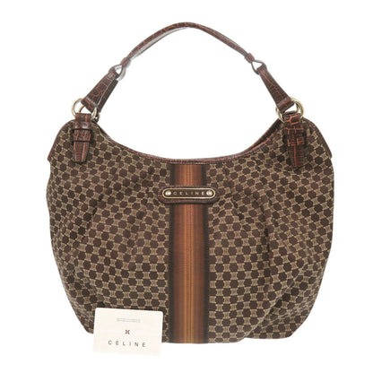 CELINE Handbag Canvas, Leather Brown one belt Macadam Women