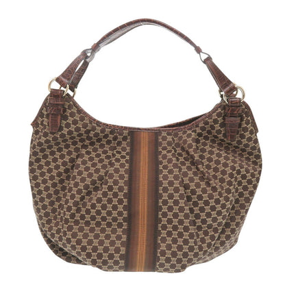 CELINE Handbag Canvas, Leather Brown one belt Macadam Women