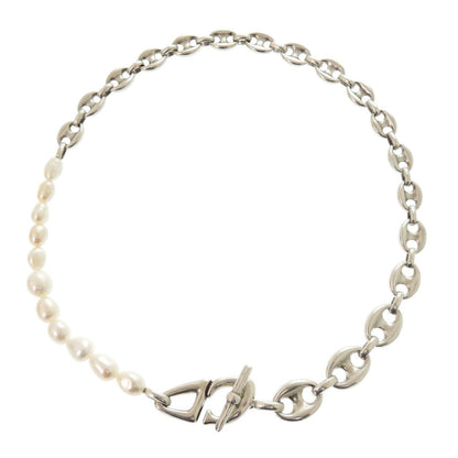 Christian Dior Necklace Brass, Pearl Silver CD30 Women