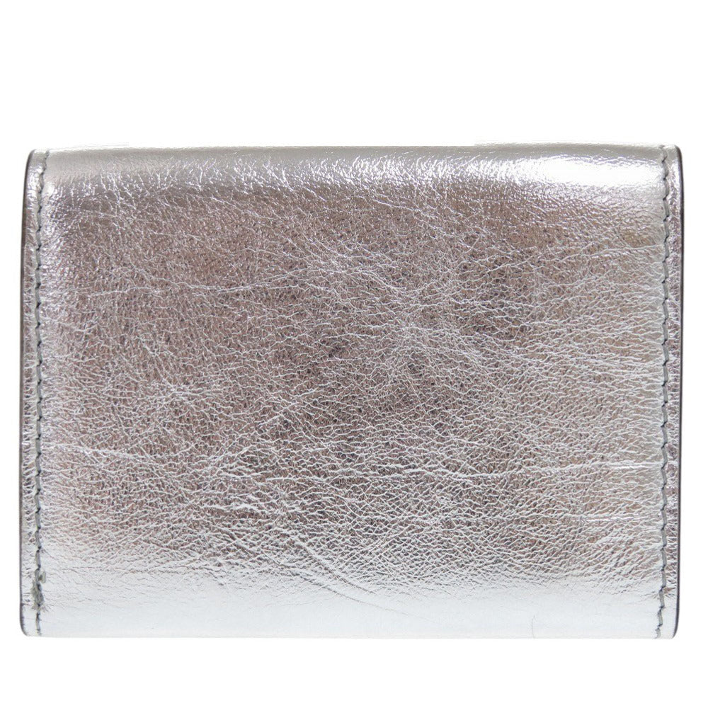 FENDI Tri-fold wallet 8M0395 leather Silver Baguette Micro FF Logo