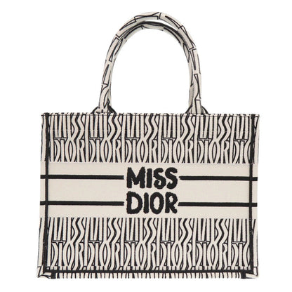 Christian Dior Handbag canvas white Medium Book Tote in Embroidery Women(Unisex)