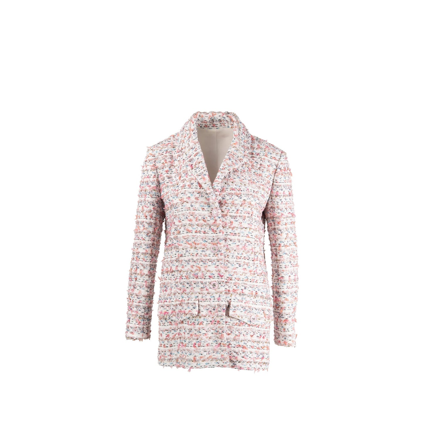 Chanel Size 38 23C Tweed Jacket Ecru/Pink/Blue/Green