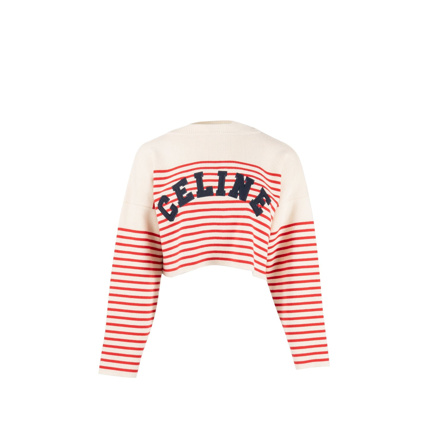 Celine Size Striped Logo Sweater Cotton/Polyamide Red/White