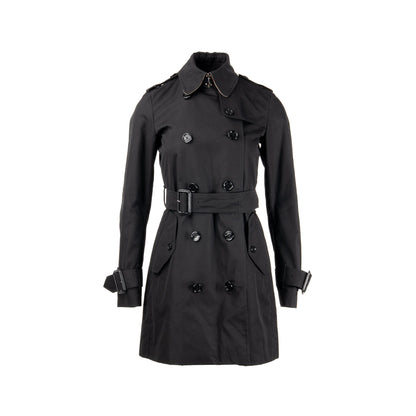 Burberry Size 34 Mid-length Kensington Heritage Trench Coat Ployester/Cotton Black
