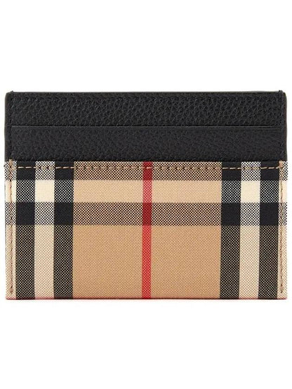 Luxury Burberry Sandon Vintage Check Card Wallet Black