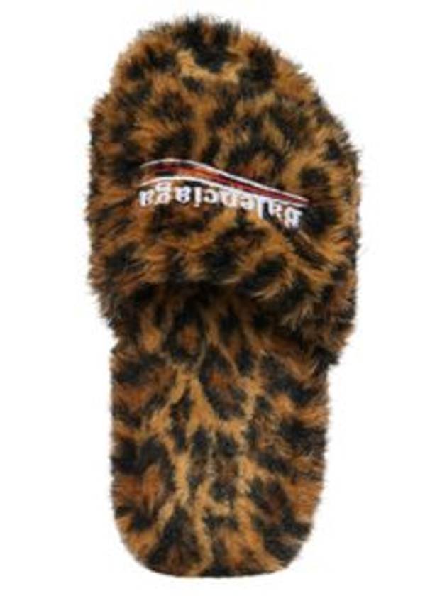 Luxury Balenciaga Trending 2025 Leopard Pattern Fake Fur Slide Slippers