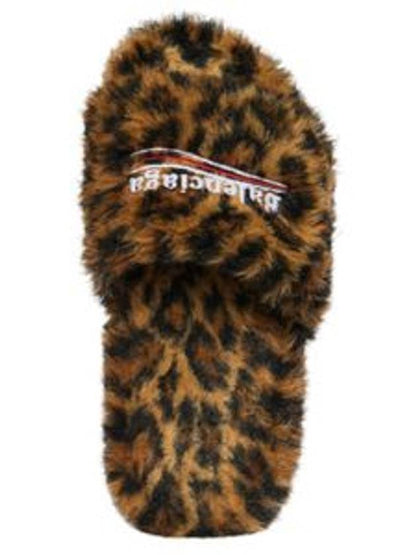 Luxury Balenciaga Trending 2025 Leopard Pattern Fake Fur Slide Slippers
