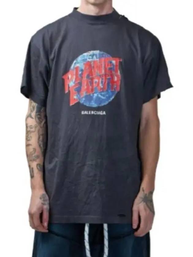 Luxury Balenciaga Trending 2025 Planet Earth Oversized Short Sleeve T-Shirt Black