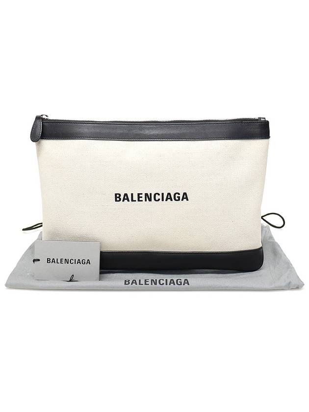 Luxury Balenciaga Trending 2025 420407 Cotton Canvas Navy Clip M Clutch