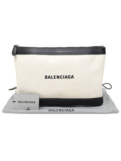Luxury Balenciaga Trending 2025 420407 Cotton Canvas Navy Clip M Clutch